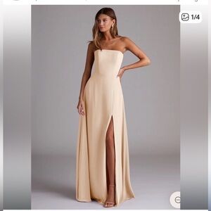 Azazie Wren Strapless Dress in White Alabaster